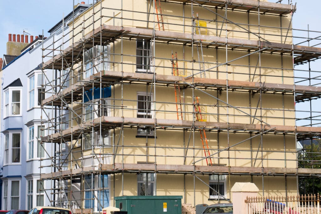 Scaffolding on property for repair